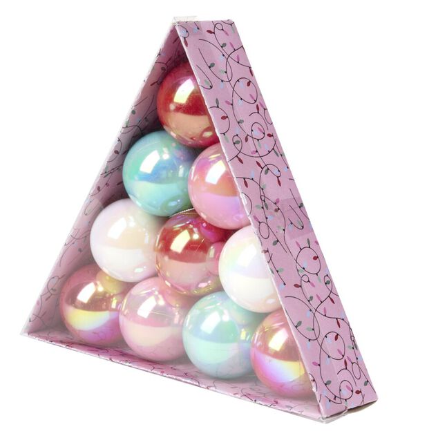 Boule de No&euml;l x10 disco pastel iris&eacute;es &Oslash;6cm
