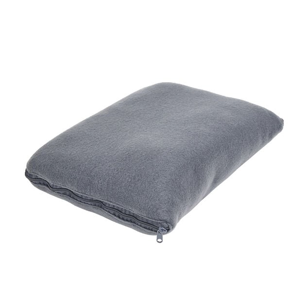Plaid polaire gris 130x160cm 2en1 avec fermeture pour coussin