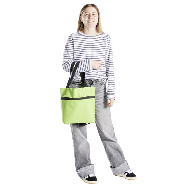 Sac de courses ajustable à roulettes 20L orange ou vert