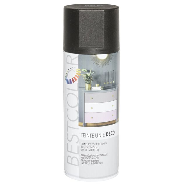Peinture aérosol noir mat int/ext 400ml
