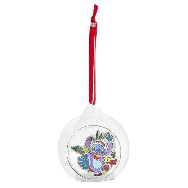 Boule de Noël Disney Stitch en verre et bois Ø8cm