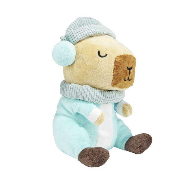 Peluche doudou enfant capybara tenue hiver polyester 11x14xH20cm (2 mod&egrave;les)