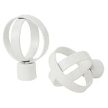 Embout tringle à rideau Ø20mm métal forme anneau blanc mat x2