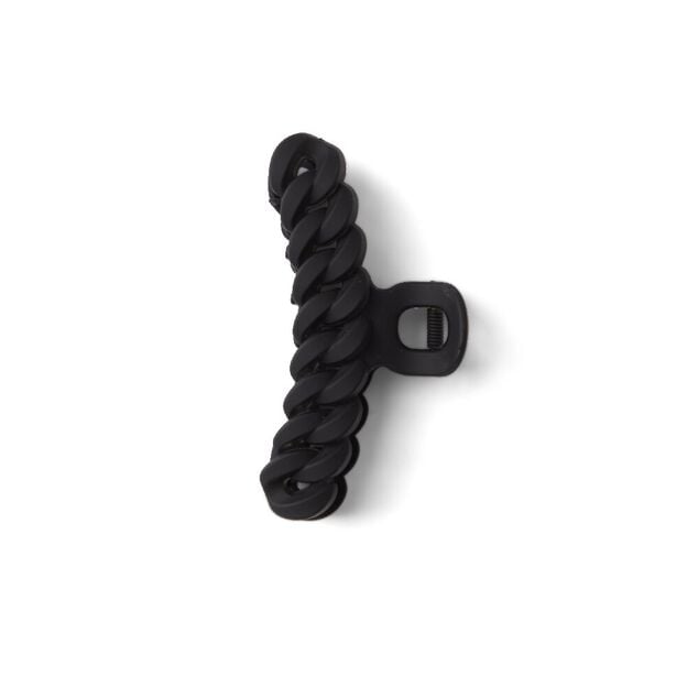 Pince &agrave; cheveux effet tress&eacute; plastique noir mat 11cm