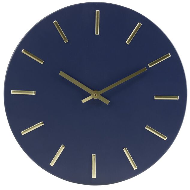 Horloge ronde en métal bleu Ø30cm