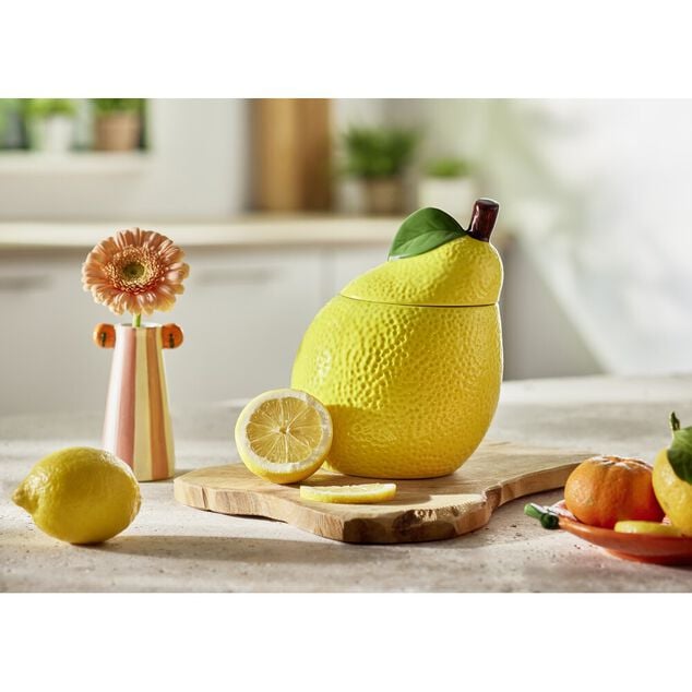Bonbonni&egrave;re c&eacute;ramique forme fruit &Oslash;15xH20cm (2 mod&egrave;les poire ou orange)
