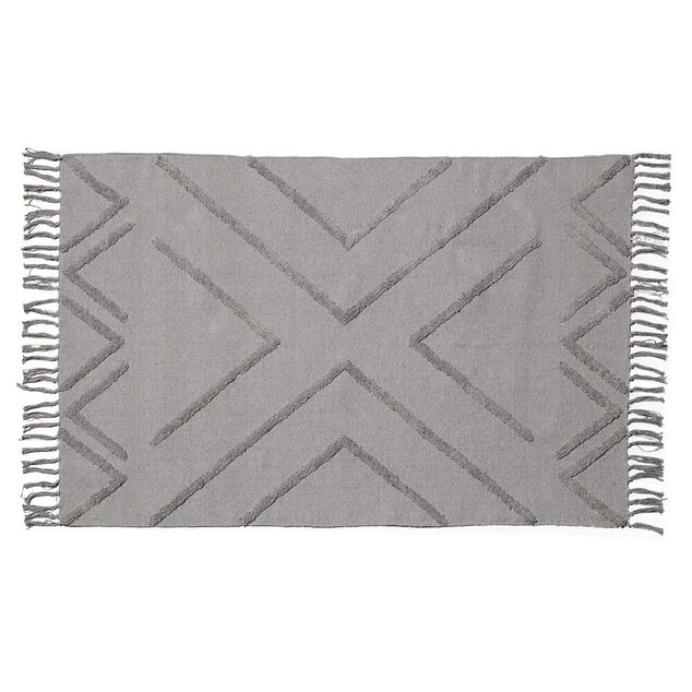 Tapis rectangulaire coton tuft&eacute; gris 100x150 cm