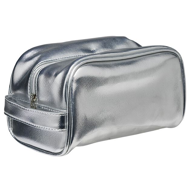 Trousse de toilette simili 20x13xH8cm (2 mod&egrave;les rose ou argent&eacute;e)