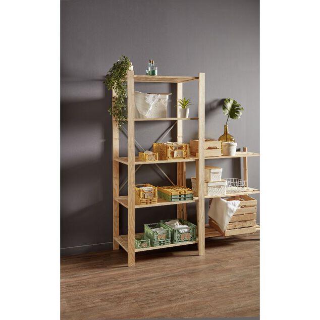 Caisse pliable avec porte-&eacute;tiquette vert L25xl16,5xH10cm