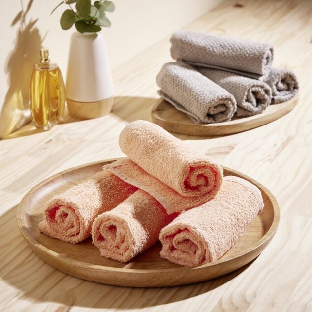 Lot de 4 serviettes invit&eacute; coton jaune et noir 30x30cm