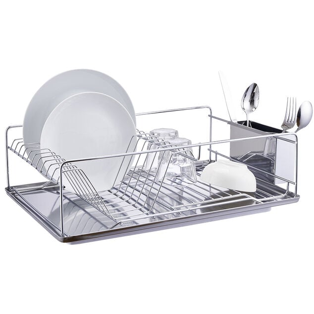 Égouttoir à vaisselle avec porte-couverts inox