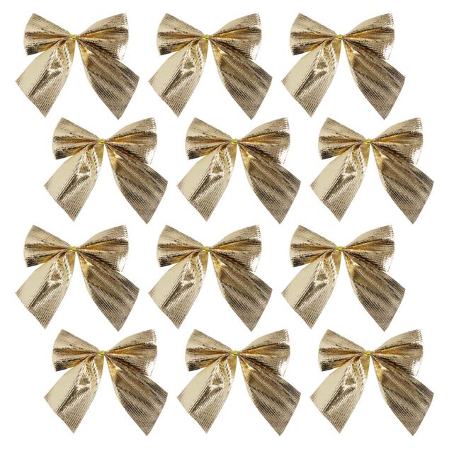 D&eacute;coration de No&euml;l mini noeuds brillant 12 pi&egrave;ces 5,5x6cm (3 mod&egrave;les)