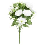 Piquet fleur artificielle rose et marguerite &Oslash;25xH47cm blanc