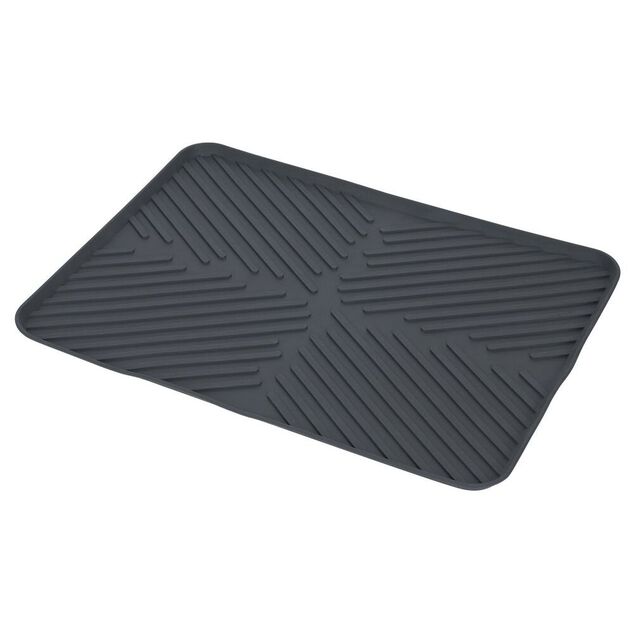Tapis &eacute;gouttoir en plastique rainur&eacute; gris - L.40xl.30cm