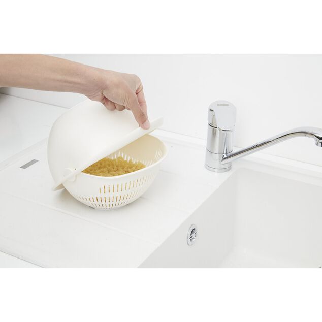 Panier égouttoir rotatif double couche 2en1 blanc Ø23xH10,5cm