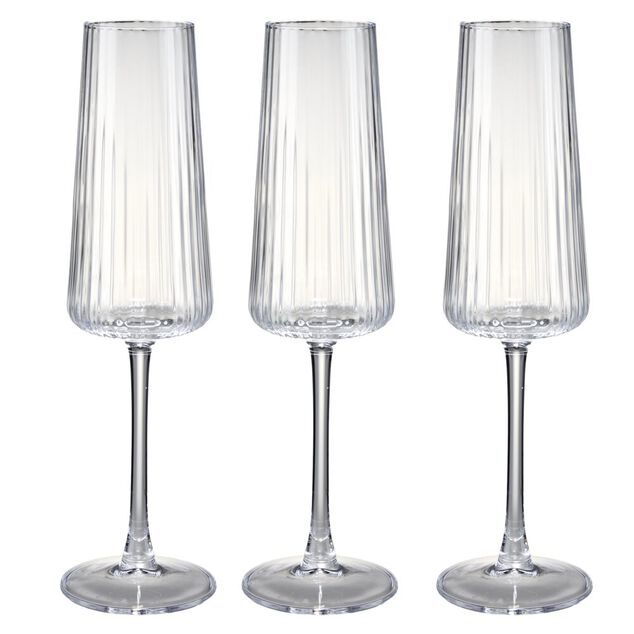 Fl&ucirc;te &agrave; champagne X3 pcs 25 cl verre motif stri&eacute; &Oslash;7XH26 cm