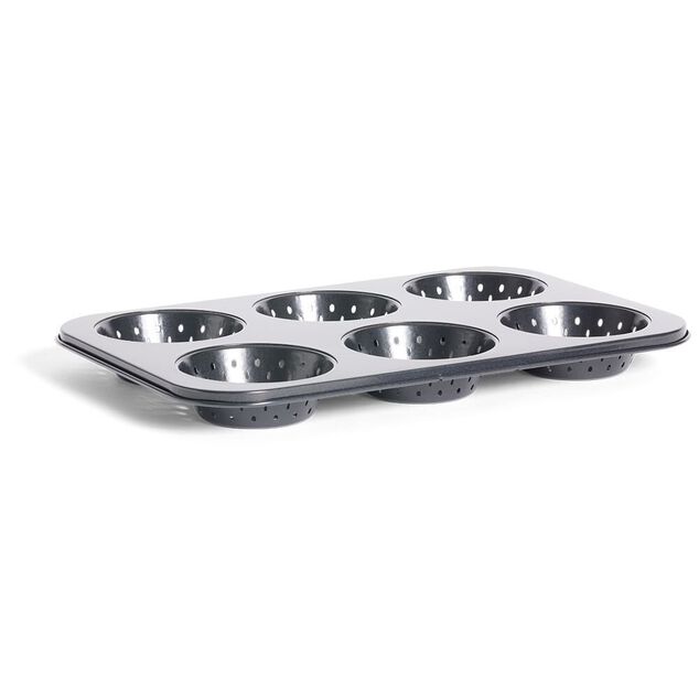 Moule &agrave; muffin perfor&eacute; acier noir 33,6x22xH3cm