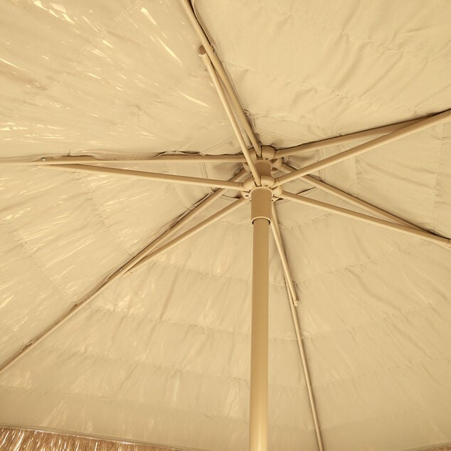 Parasol de jardin brun naturel &agrave; franges &Oslash;270xH240cm