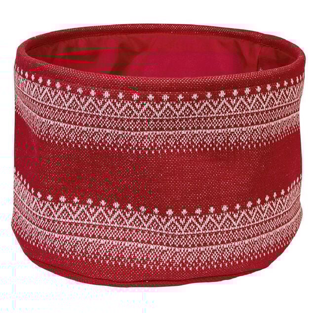 Pani&egrave;re ronde en laine rouge et blanc