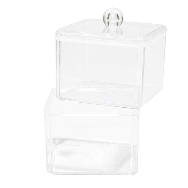 Bo&icirc;te de rangement salle de bain 2 compartiments 9,3x9,3xH15,5cm