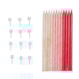 Bougie anniversaire longue rose x12