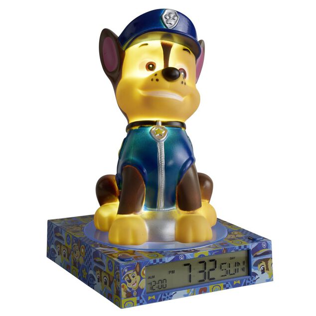 Lampe 3D r&eacute;veil Pat Patrouille avec affichage date bleu 13x13xH15cm
