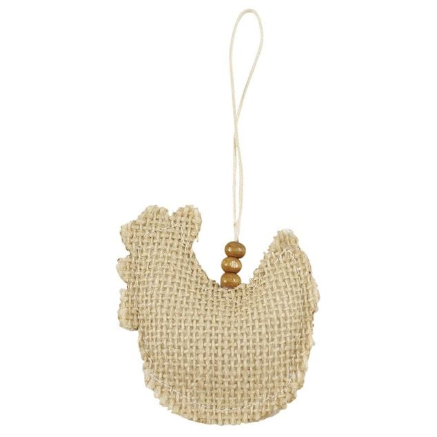 Figurine jute &agrave; suspendre d&eacute;co P&acirc;ques 5x1xH18cm
