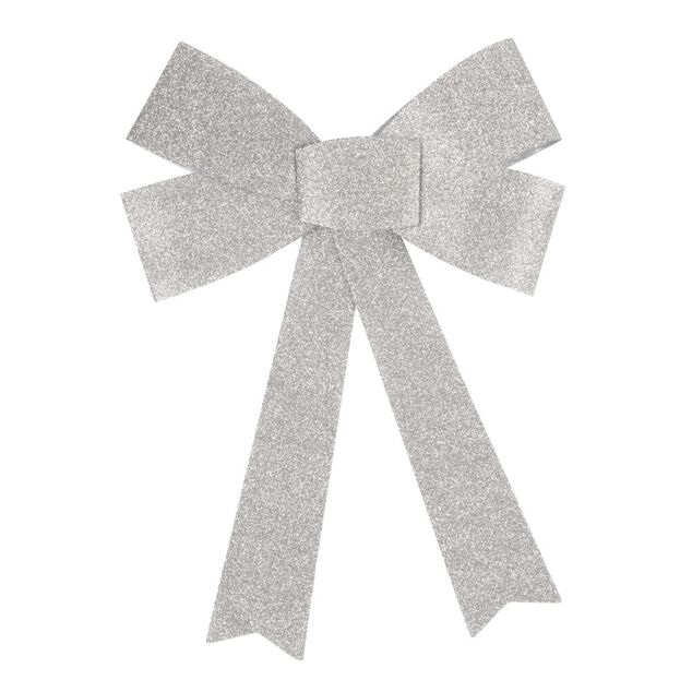 Suspension noeud de Noël pailleté argent