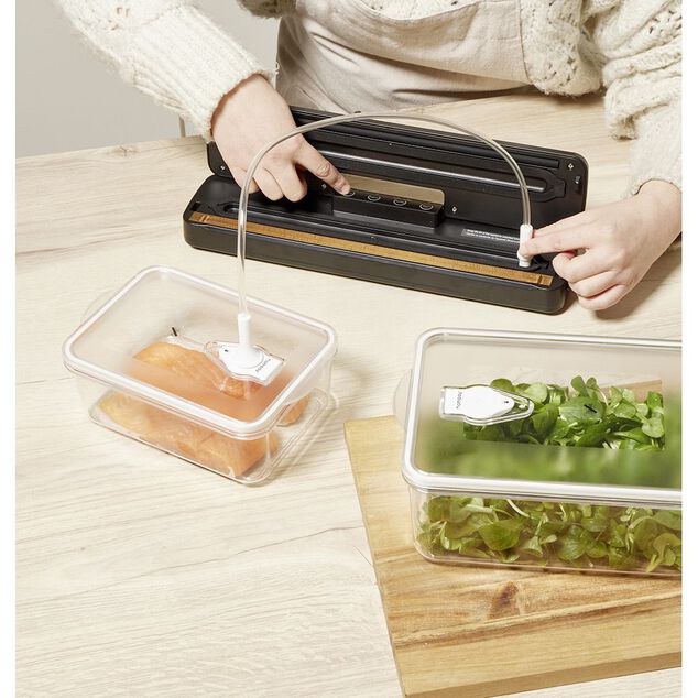 Bo&icirc;te de conservation sous vide 1,3L - 21,5x13,8xH7,7cm
