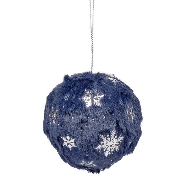 Boule de No&euml;l effet fourrure et flocons &Oslash;8cm (2 mod&egrave;les)