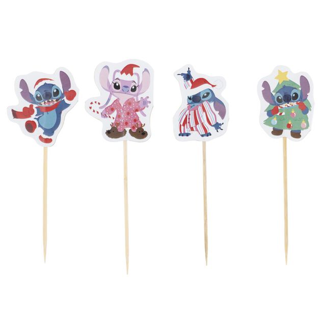 Piques ap&eacute;ritif x20 Disney Stitch No&euml;l en papier