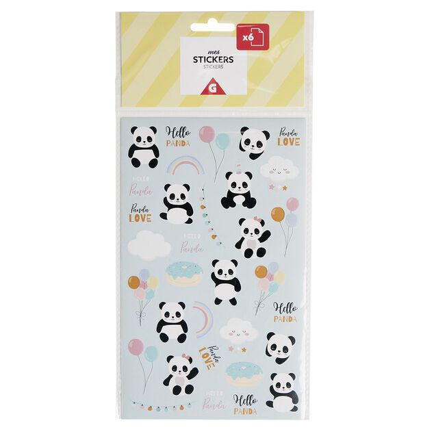 Sticker enfant licorne panda dinosaure 6 feuilles