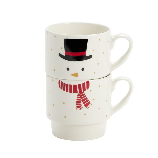 Coffret duo mug x2 No&euml;l motif mignon &eacute;charpe rouge 350ml (3 mod&egrave;les)