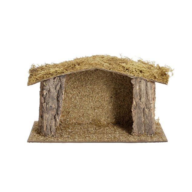 Crèche de Noël en bois et mousse 37x18xH22cm