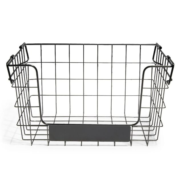 Panier superposable taille M m&eacute;tal noir 34,5x24x19cm
