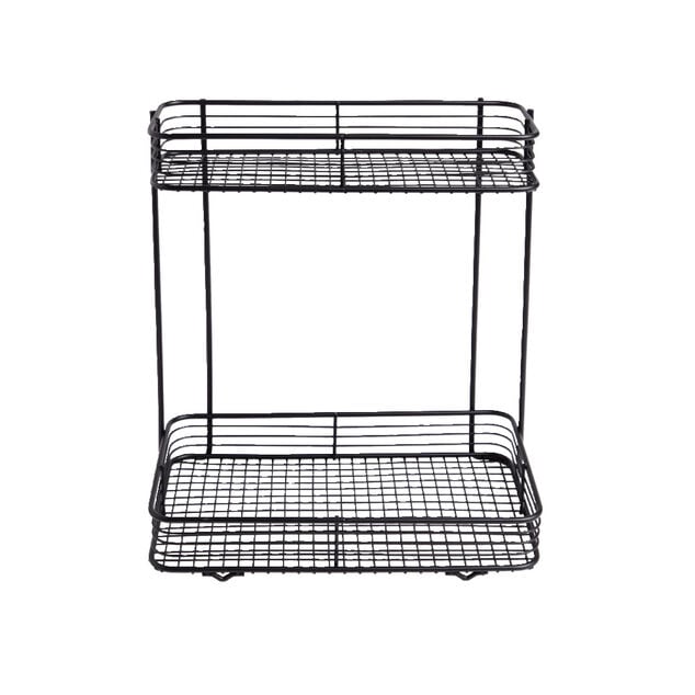 &Eacute;tag&egrave;re double &agrave; poser en m&eacute;tal 25,5x14,5xH25cm