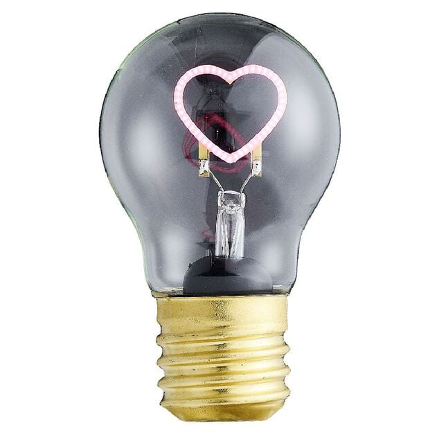 Ampoule USB rechargeable filament LED coeur rose &Oslash;7xH12cm