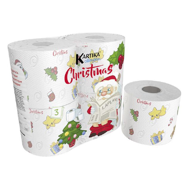 Rouleau de papier de toilette motif No&euml;l x4