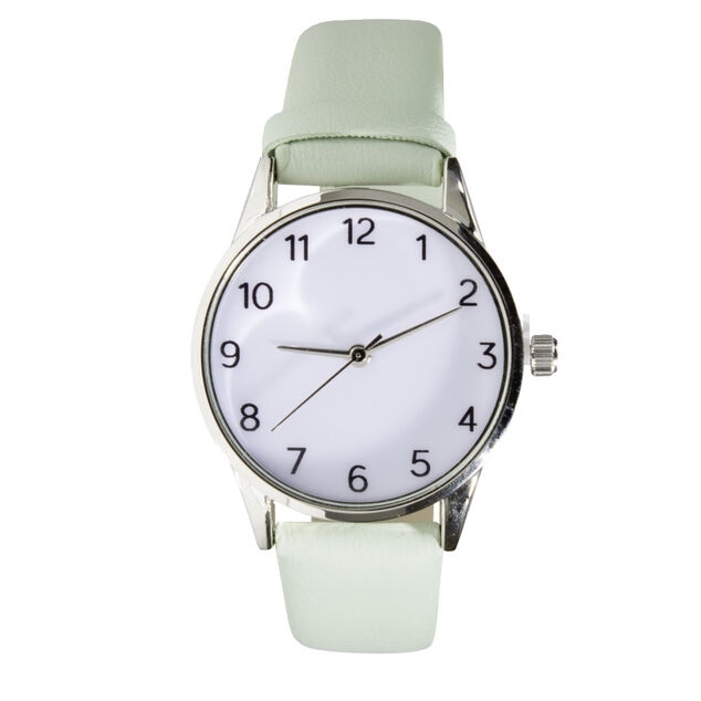 Montre femme cadran rond acier argent&eacute; bracelet simili &Oslash;3,5xH23cm (4 mod&egrave;les)