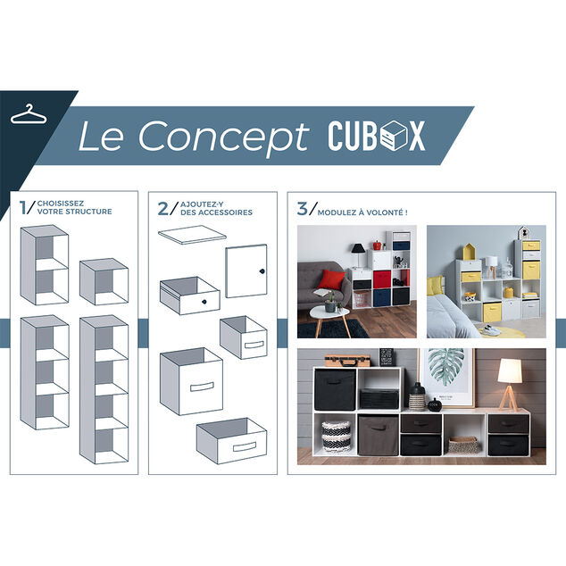 Porte Box Cube bois blanc