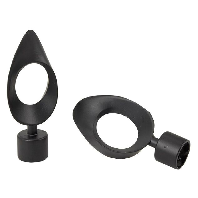 Embout tringle à rideau Ø20mm métal forme ovale noir mat x2