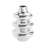 Vase ondulé en céramique métallisée doré ou argenté Ø16xH24,5cm (2 modèles)