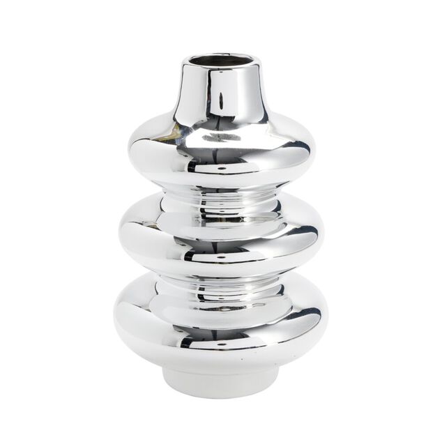 Vase ondulé en céramique métallisée doré ou argenté Ø16xH24,5cm (2 modèles)