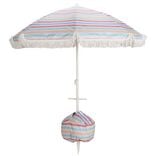 Parasol de plage anti envol toile rayures multicolores UPF50+ &Oslash;160xH195cm