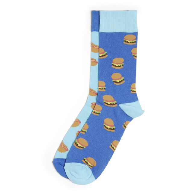 Chaussettes d&eacute;pareill&eacute;es motif burger/hot dog - T41/45