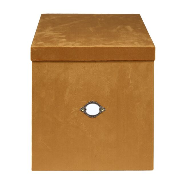 Bo&icirc;te de rangement carr&eacute;e velours marron 32x32xH35cm - Taille L