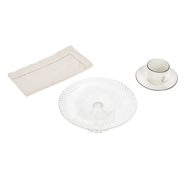 Assiette de pr&eacute;sentation sur pied verre transparent &Oslash;19,7xH8cm