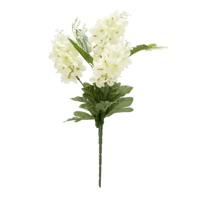 Piquet lilas H33 cm blanc - Fleur artificielle 4 t&ecirc;tes