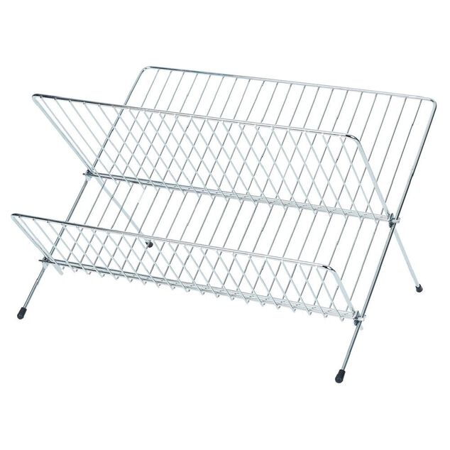 &Eacute;gouttoir pliable en m&eacute;tal gris 36x31xH22cm