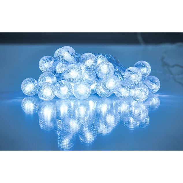 Guirlande boules lumineuses solaire blanc froid clignotant fixe 5,8 m